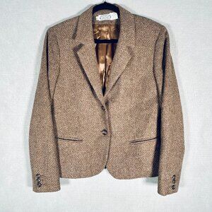 Vintage Tweed Jacket Womens M Brown Wool Preppy Academia Heritage